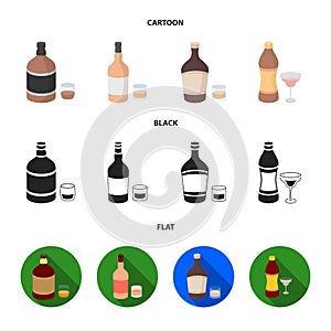 Whiskey, liquor, rum, vermouth.Alcohol set collection icons in cartoon,black,flat style vector symbol stock illustration