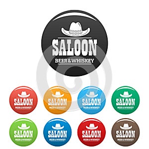 Whiskey saloon icons set color