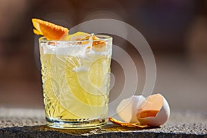 Whiskey sour in the sunlight.