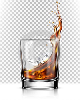 Whiskey splash out of glass