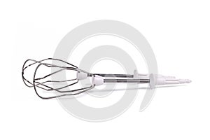 Whisks of electric mixer on white background