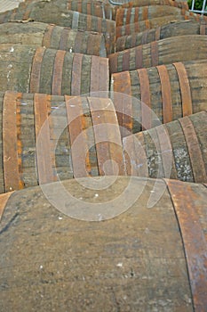 Whisky Barrels at Distillery in Scotland UK