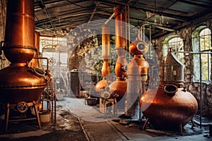 whisky distillation equipment and copper stills photo
