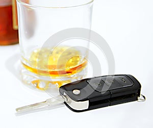 Whisky glass with car keys