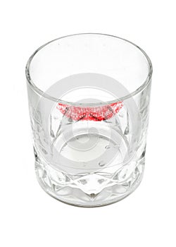 Whisky glass with lipstick