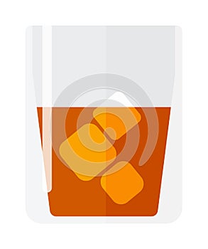 Whisky and ice cup illustration.