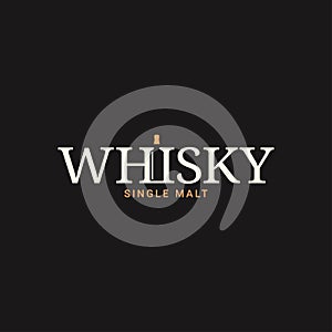 Whisky or whiskey logo with whiskey bottle