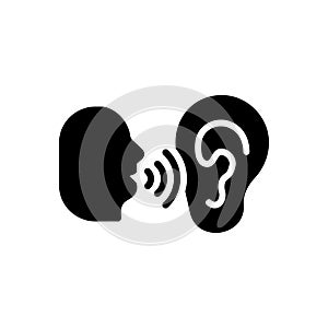 Black solid icon for Whisper, murmur and mutter