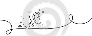 Whisper line icon. Audio message sign. Continuous line with curl. Vector