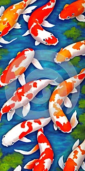 Whispering Fins Ethereal Digital Koi Fish Paintings