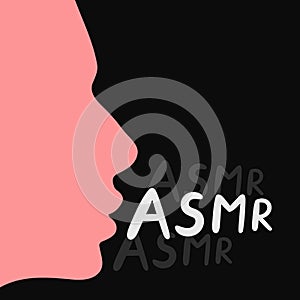 Whispering girl silhouette and ASMR quote