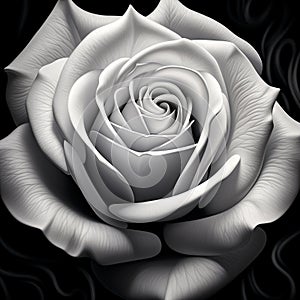 Whispering Petals: A Close-up of a Delicate Rose in Monochrome