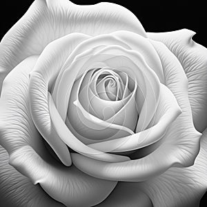 Whispering Petals: A Close-up of a Delicate Rose in Monochrome