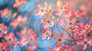 Whispering Pink Dogwoods Against a Serene Sky