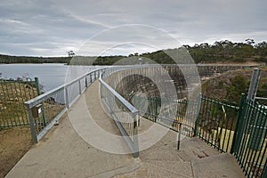 Whispering Wall with retaining wall at Barossa Reservoir nearby the popular Barossa Valley, Williamstown, South Australia