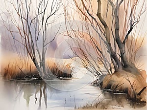 Whispering Willow Branches in Watercolor