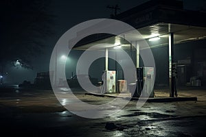 Whispers from an Abandoned Gas Station Under the Cloak of Night