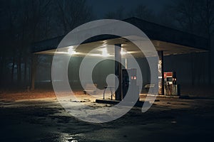 Whispers from an Abandoned Gas Station Under the Cloak of Night