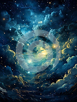 Whispers of Aquarius: A Swirling Dream in the Starry Night Sky