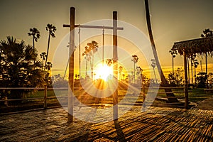 Whispers of Childhood: Silhouette of Empty Swings at Sunset