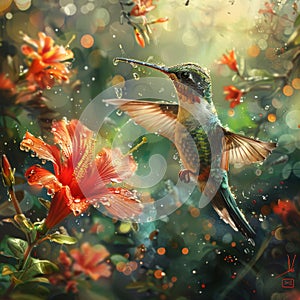 Whispers of Nectar The Hummingbird\'s Enchanted Garden Ballet