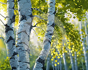 Whispers of Spring: A Serene Background of Birch Tree Leaves and