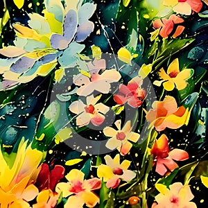 Whispers of Spring - A Delicate Abstract Floral Watercolor with Nature's Seasonal Beauty