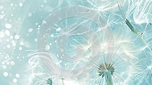 Whispy and ethereal graphics drawing inspiration from the weightless journey of a dandelion seed on a summer breeze. photo