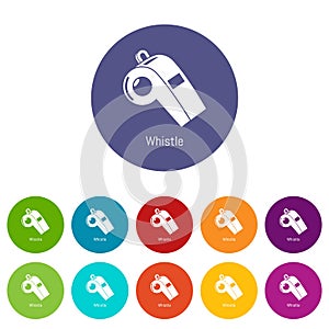 Whistle icons set vector color