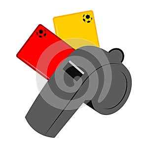 Whistle with a red and yellow card icon