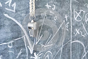 Whistle of a soccer coach with strategy scribblr