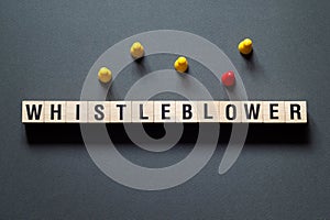 Whistleblower - word concept on cubes