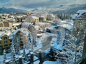 Whistler village in winter.