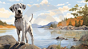 Whistlerian Adventure: An Animated Dalmatian In Nature-inspired Caninecore