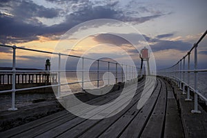 Whitby East Pier at sunset