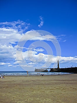 Whitby harbour in Whitby, North Yorkshire, England