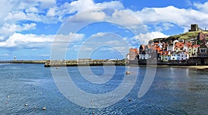 Whitby harbour in Whitby, North Yorkshire, England