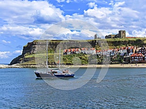 Whitby harbour in Whitby, North Yorkshire, England