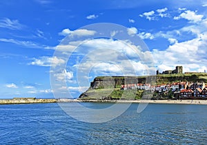 Whitby harbour in Whitby, North Yorkshire, England