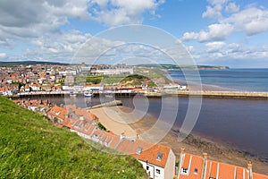 Whitby North Yorkshire uk seaside town and coast view