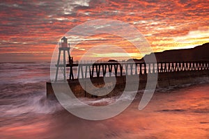 Whitby Pier at sun rise