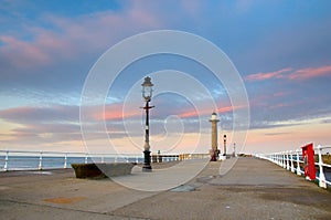 Whitby pier at sunset