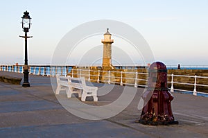 Whitby pier at sunset