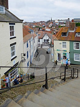 Whitby view steps harbour