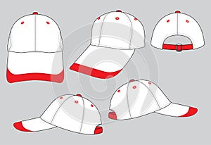 Baseball Cap Design Vector White / Red