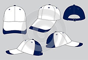Baseball Cap Design Vector White/Navy Blue