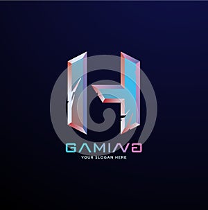 Initial letter H gaming esports style logo template photo
