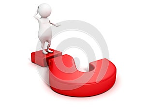 White 3d business man thinking with red question mark