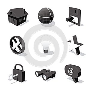 White 3D icon set 01