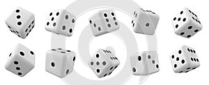 White 3d isolated realistic dice for casino game